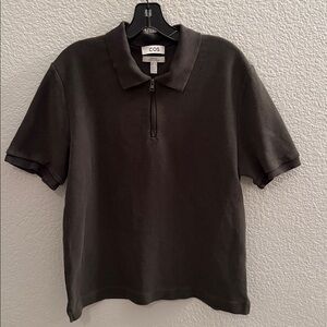 COS Men’s Short Sleeve Half-Zip Polo Waffle Knit Shirt Size Medium